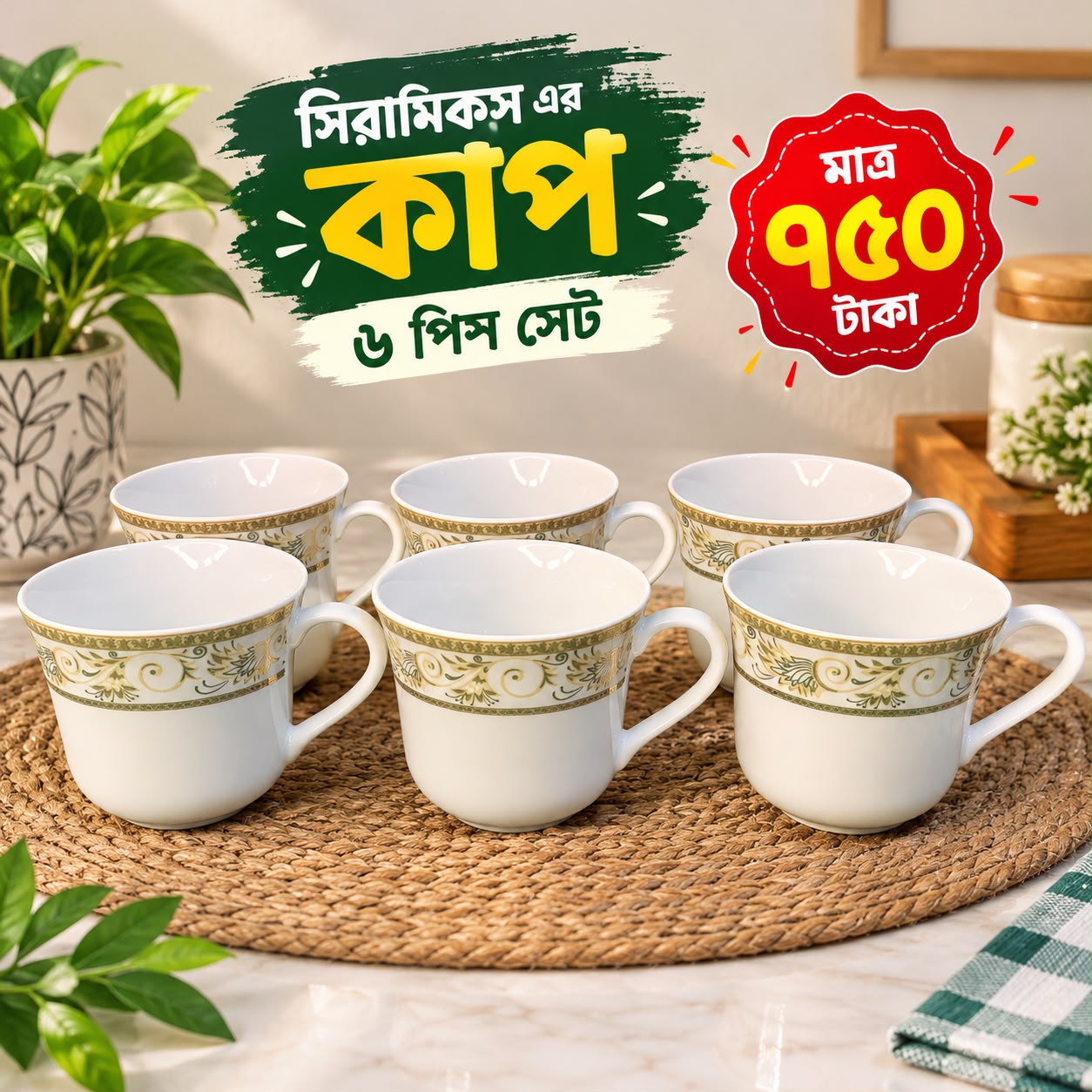 Ciramics Only 6Pcs Cup