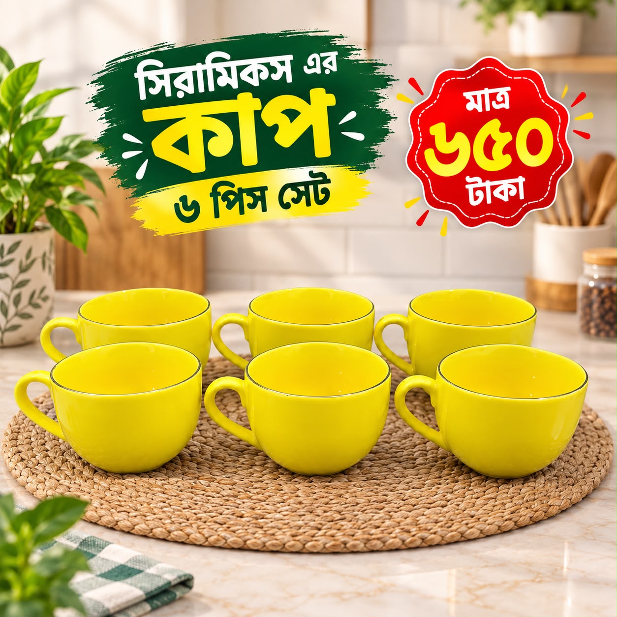 Ciramics Only 6 Pcs Cup set